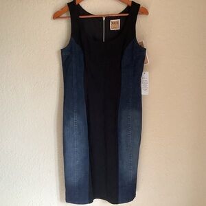 NWT NUE by Shani Black and Blue Jean Dress, Body Architecture